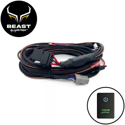 LightFORCE BEAST 230mm 12V Wiring Harness Kit - Universal - Includes complete loom with relay, HB3 & H4 Patch Harnesses and Universal Dash Mount Switch with TY2 Insert option